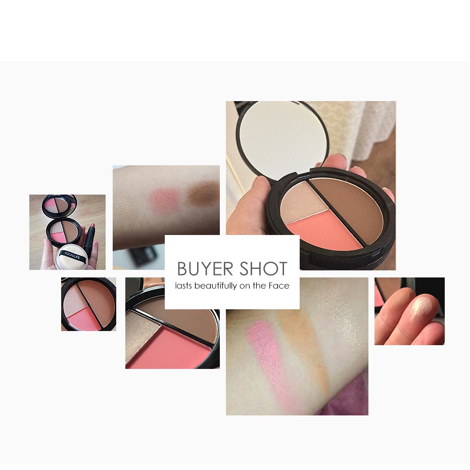 FOCALLURE Trio Blush Highlight & Contour Palette FA20 Nextcool